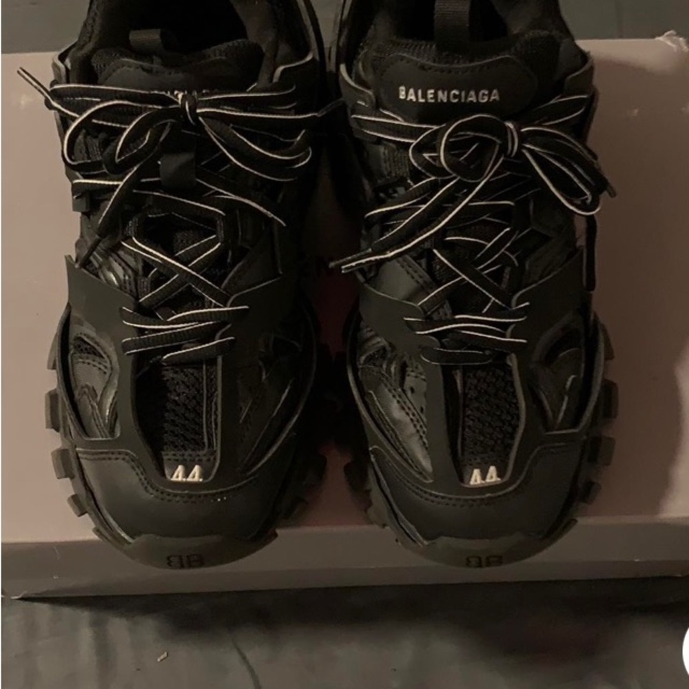 Balenciaga Black Sneakers Rugged Sole Mesh Design
